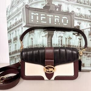 Coach 5555 Georgie Shoulder Bag With with color lock Linear Quilting Chalk Multi